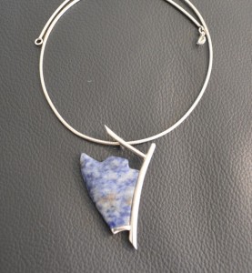 Blue Bahia Torso on Silver Fixture Necklace