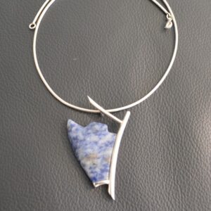 Blue Bahia Torso on Silver Fixture Necklace